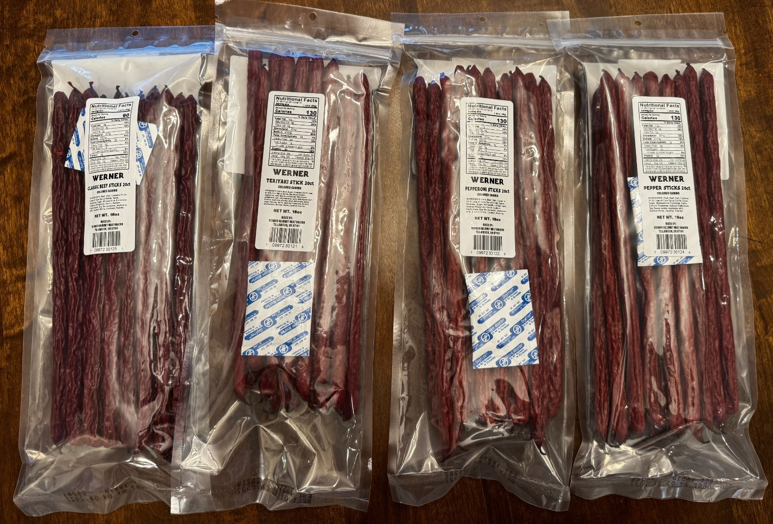 Werner Premium Meat Sticks BIG! Bag Sampler 18 ounce in resealable bags SALE!