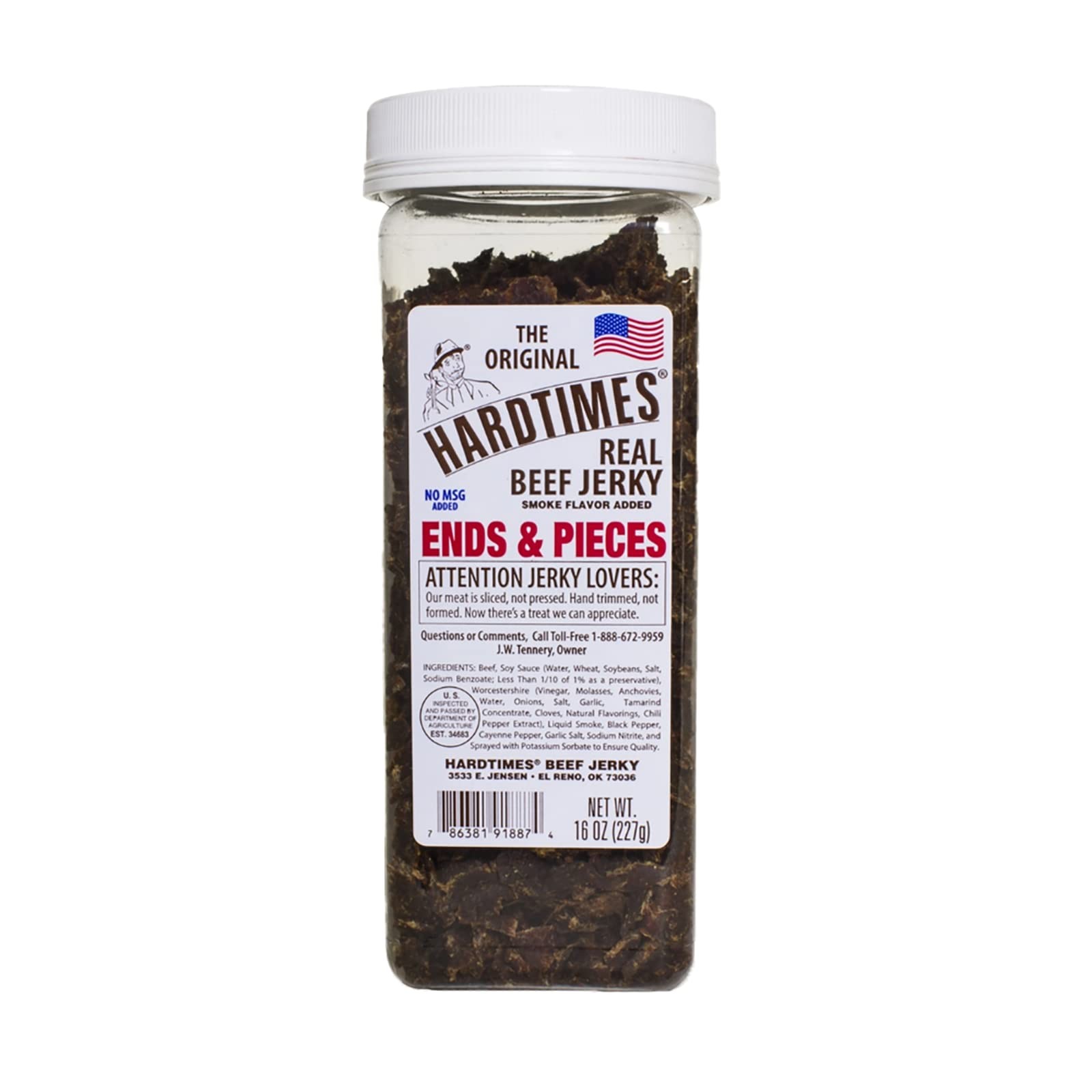 Hardtimes Handcrafted Beef Jerky Ends and Pieces Original Flavor 16 oz. Jar