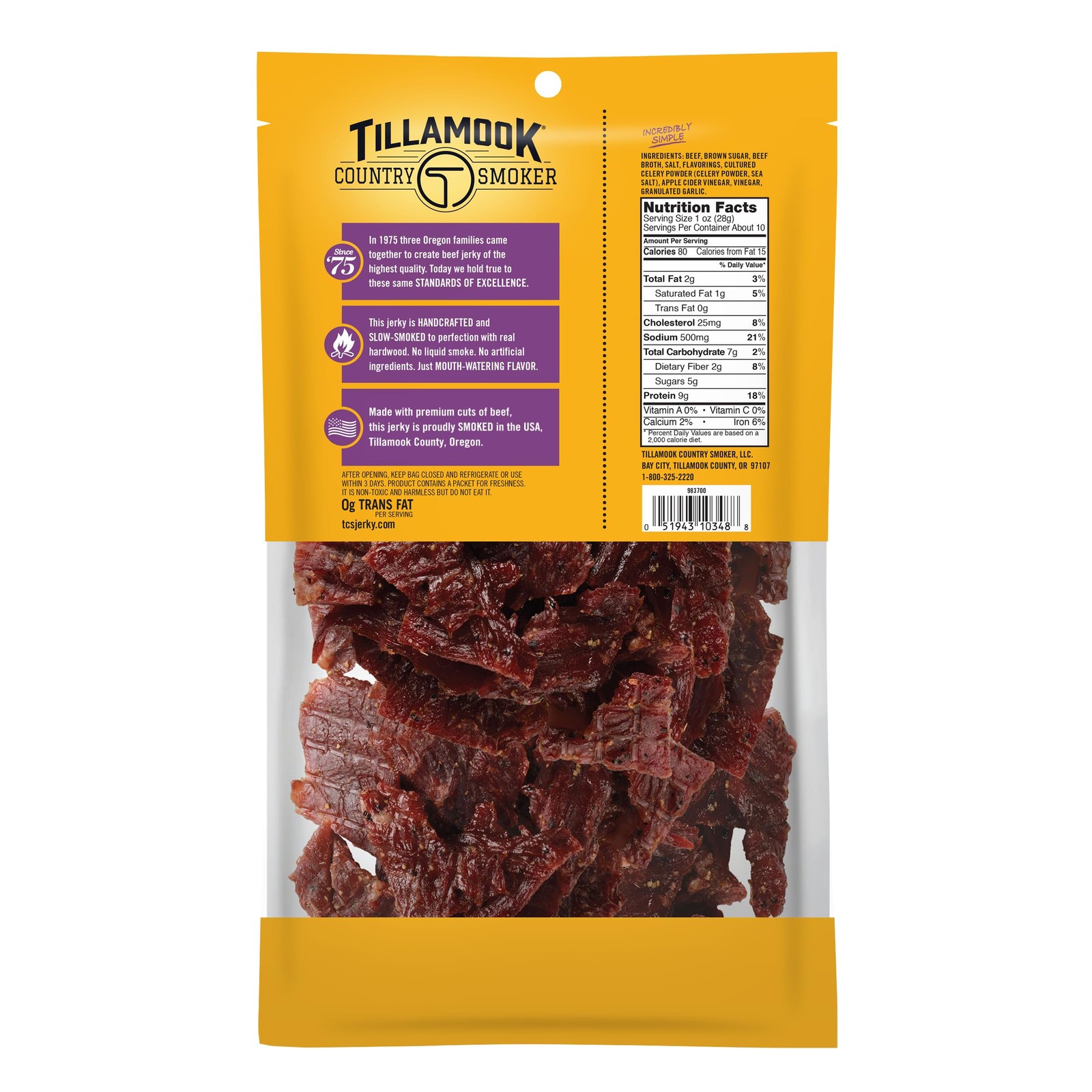 Tillamook Country Smoker Real Hardwood Smoked Beef 10 Ounce (Pack of 1)