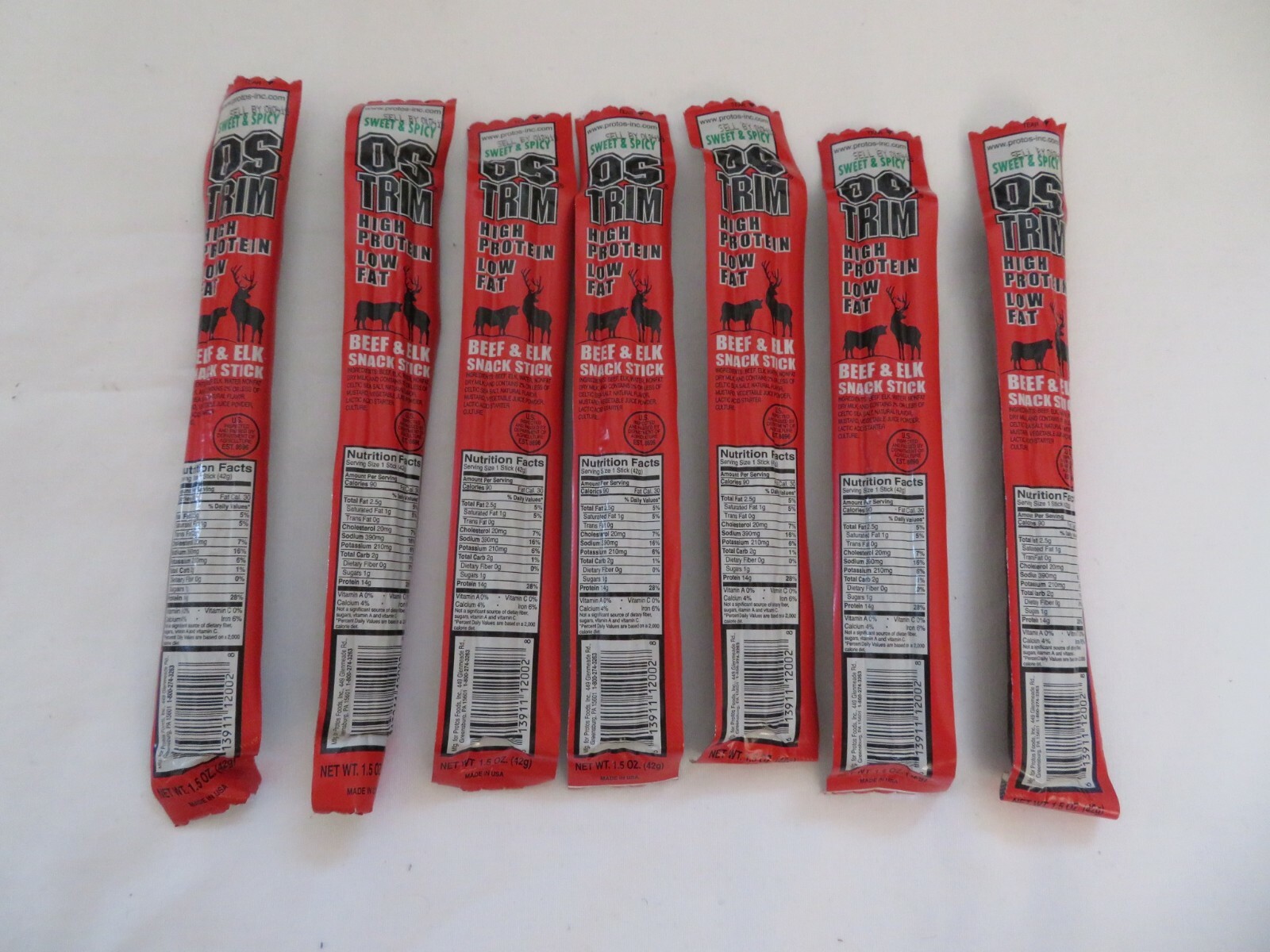 (7) OSTRIM High Protein Beef & Elk Snack Stick Sweet & Spicy Flavor 1.5 Oz Ea #1