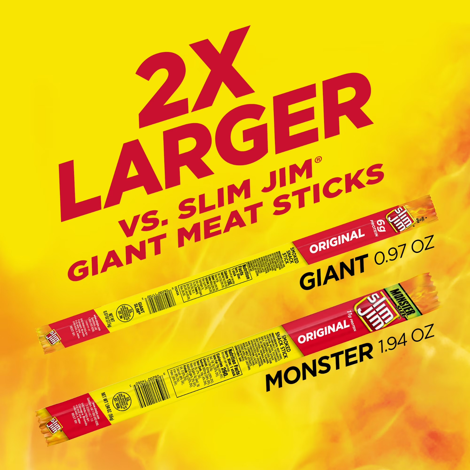(Pack of 3) Original Smoked Meat Sticks, High Protein Snack, 1.94 oz Free Ship..