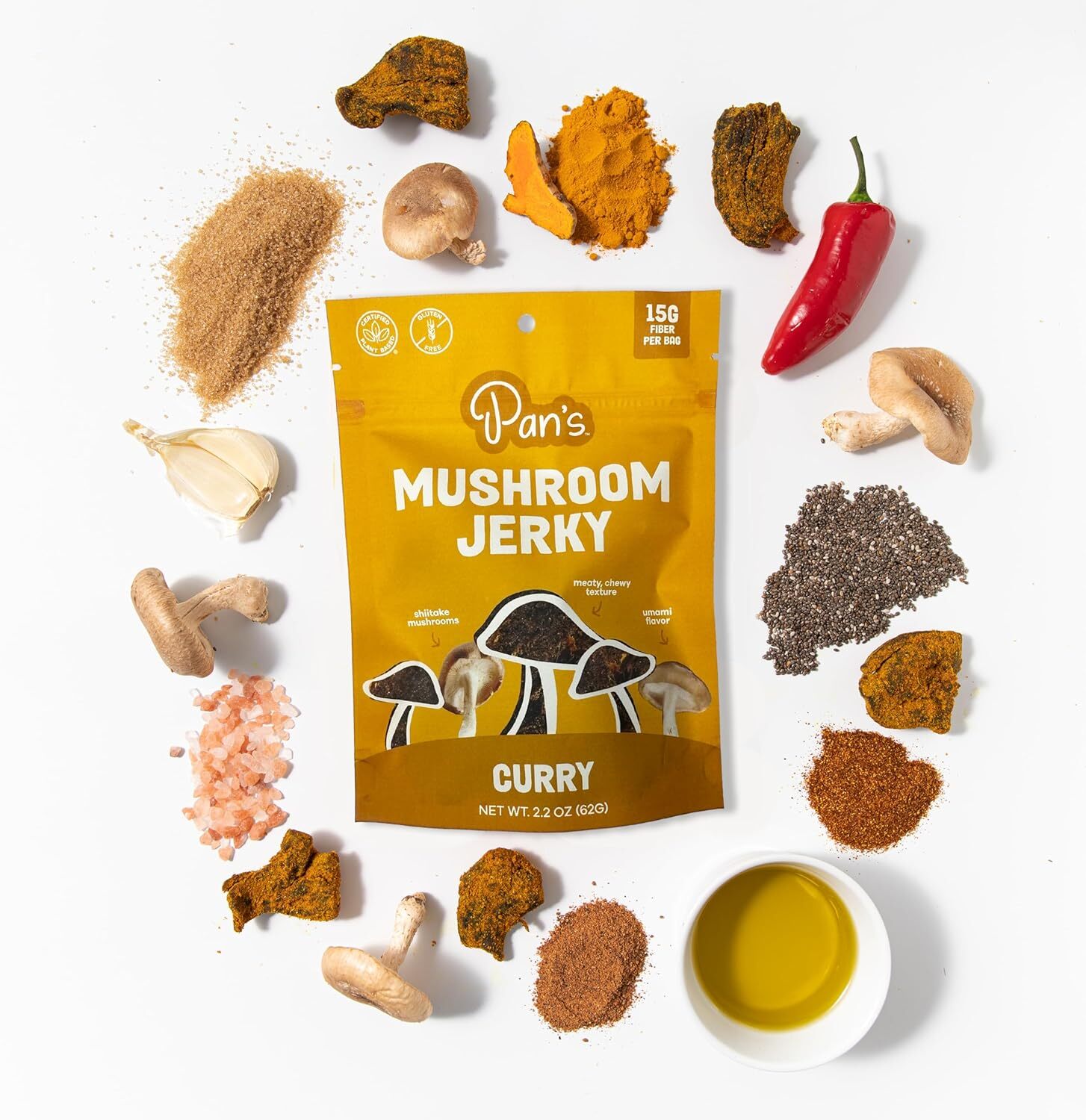 Pan’s Mushroom Jerky Curry Mushroom Jerky 2.2oz