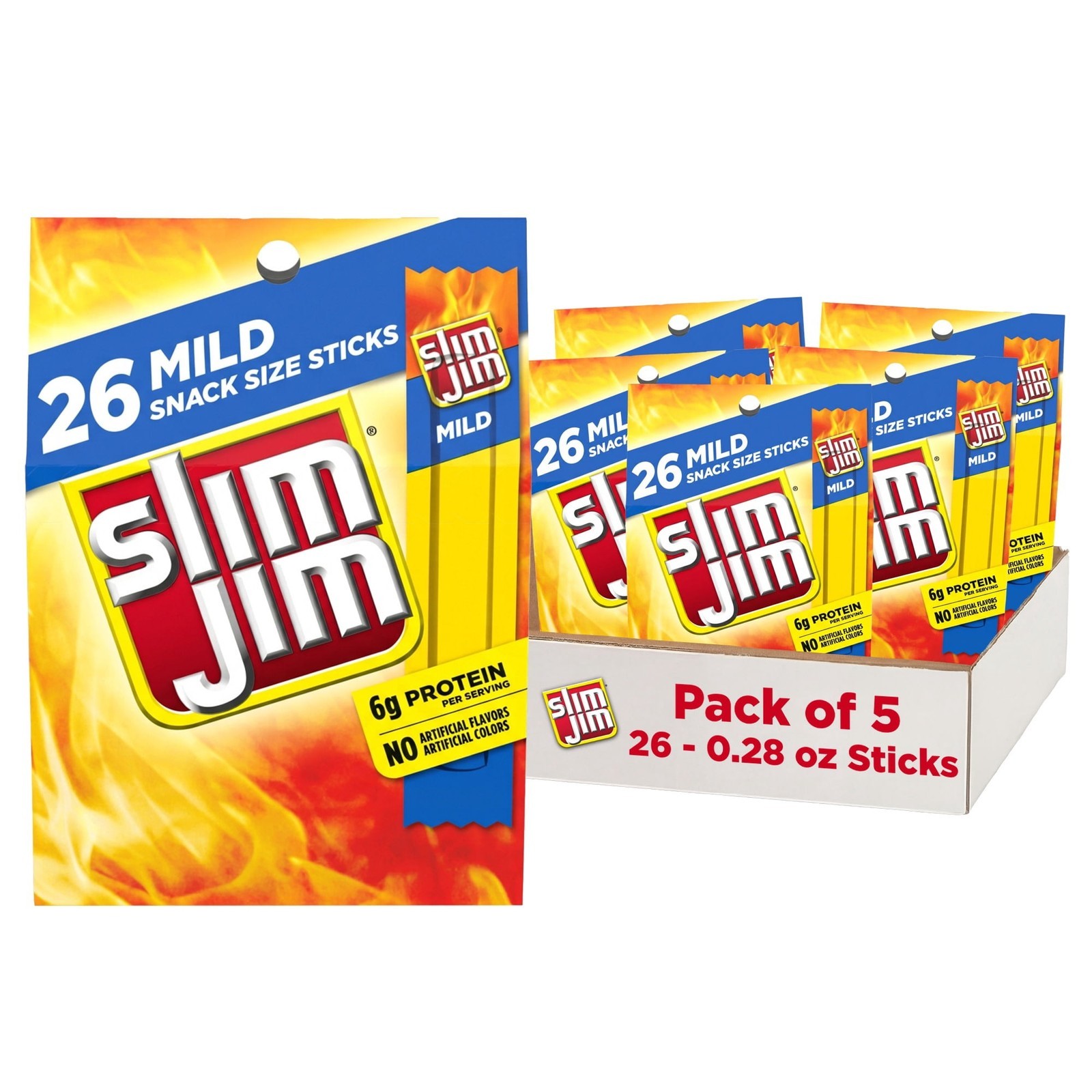 5 pack Smoked Meat Sticks Mild Flavor 6g Protein Per Serving Snack Size