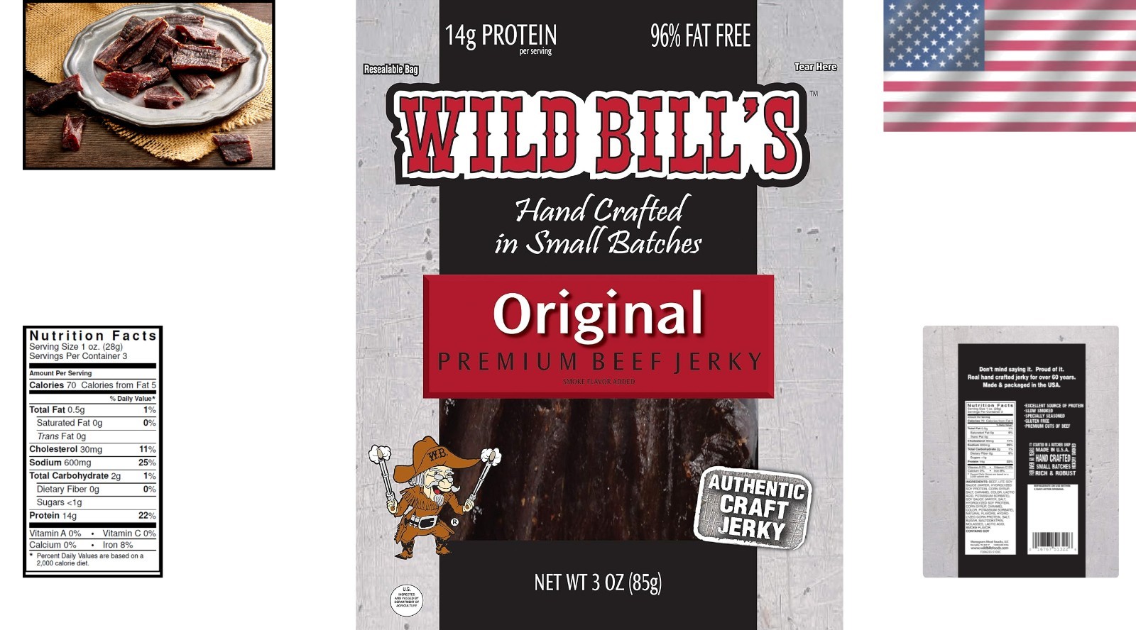 Small Batch Hickory Smoked Beef Jerky – 3oz x 3 Bags