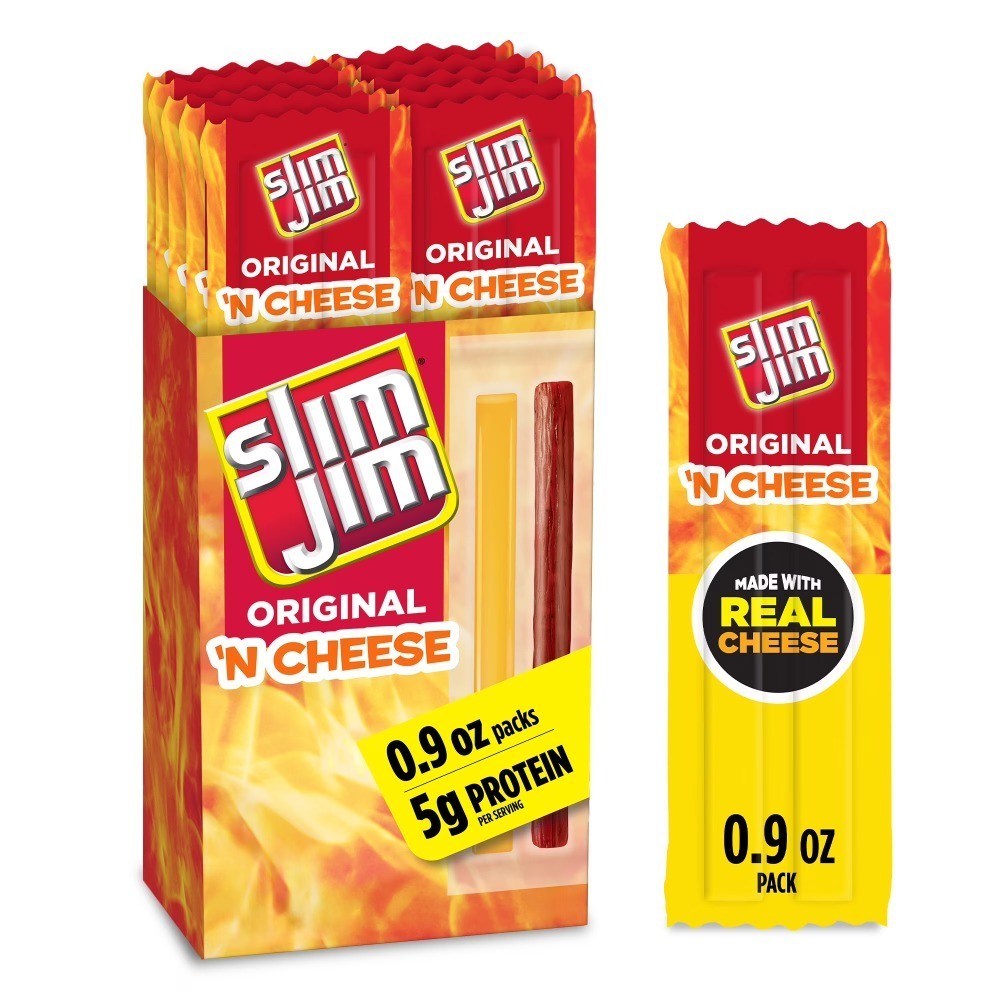 Smoked Meat Sticks with Cheese Original Flavor High Protein Snack Pack 10 Count