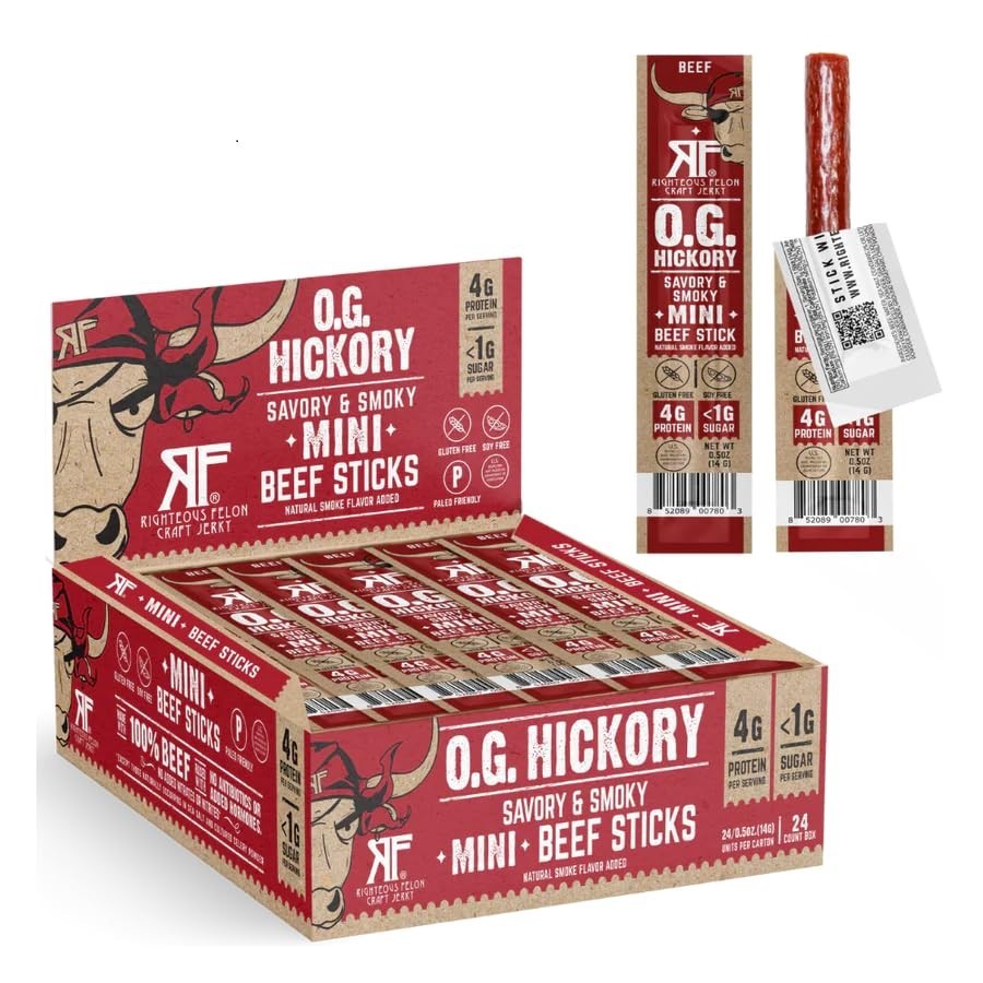 Righteous Felon Mini Meat Sticks | 100% Grass-Fed Beef Sticks | Keto, Gluten …