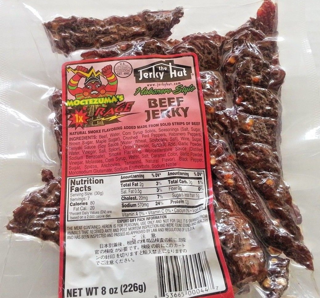 The Jerky Hut, Habanero 1x (Moctezuma Rage), Beef jerky (8oz)