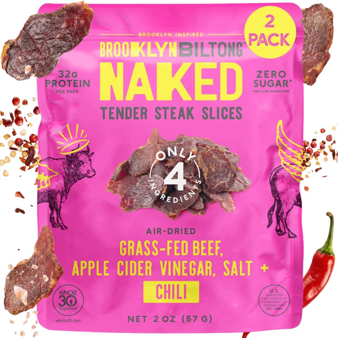 Brooklyn Biltong Tender Steak Slices Chili, 2 oz, Pack of 2 – Grass Fed Beef …