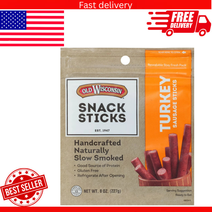 Old wisconsin® snack Sticks Turkey sausage sticks 8 oz Pouch……..