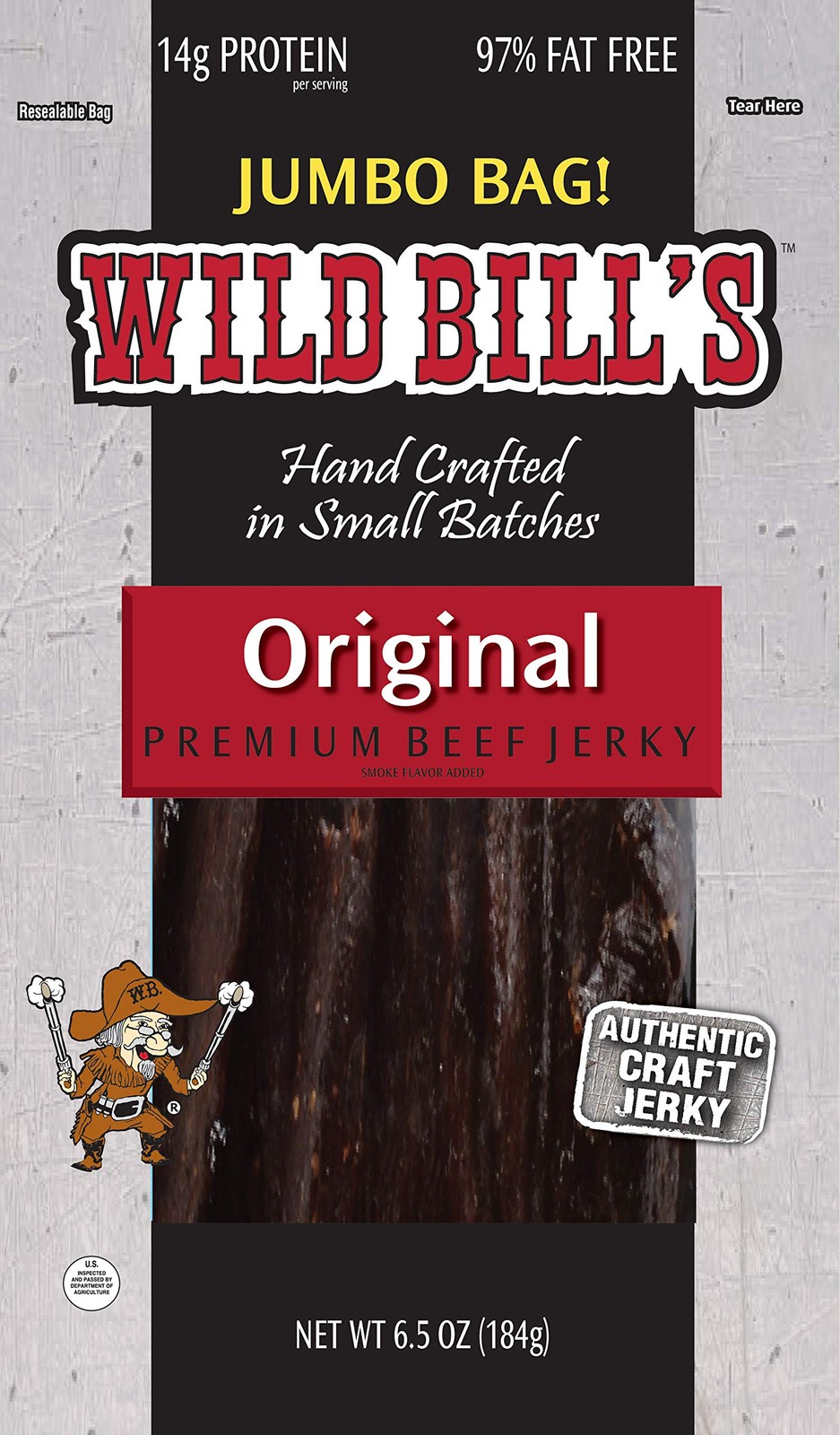 6.5oz Hickory Smoked Beef Jerky Pack (re-sealable)