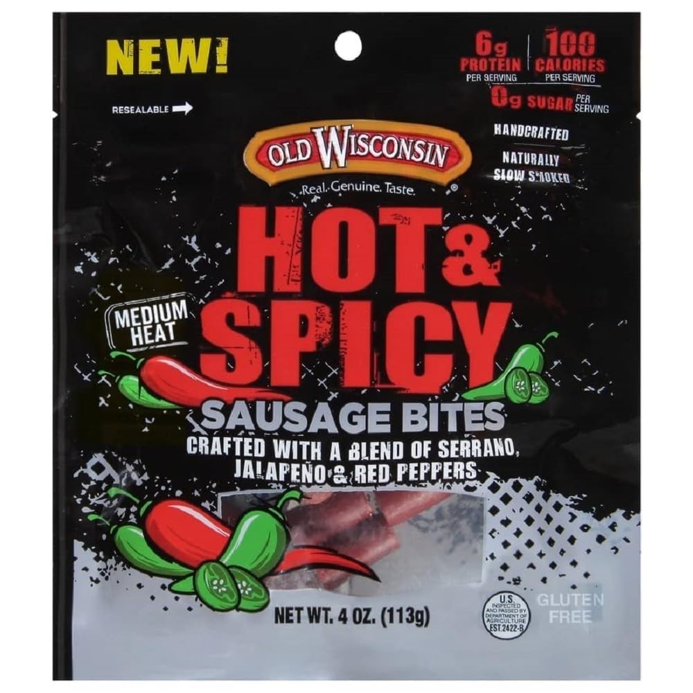 Bold Flavor Hot & Spicy Sausage Bites – 4oz Resealable Snack Package