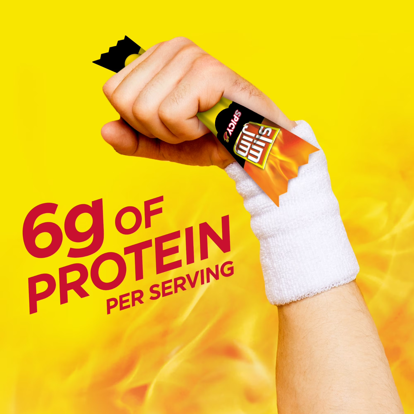 Slim Jim Smoked Meat Sticks, Spicy Flavor, 6g Protein Per Serving, Snack Size, L