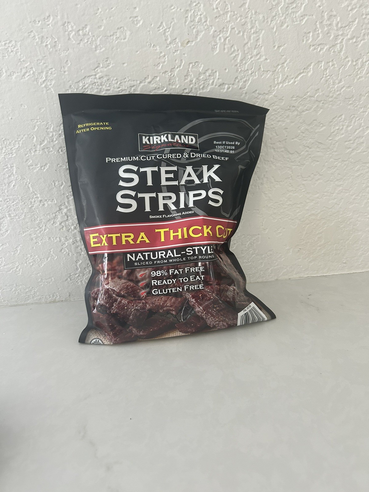 Kirkland Premium Cut Steak Strips Dried Beef Jerky Extra Thick Cut 12 oz