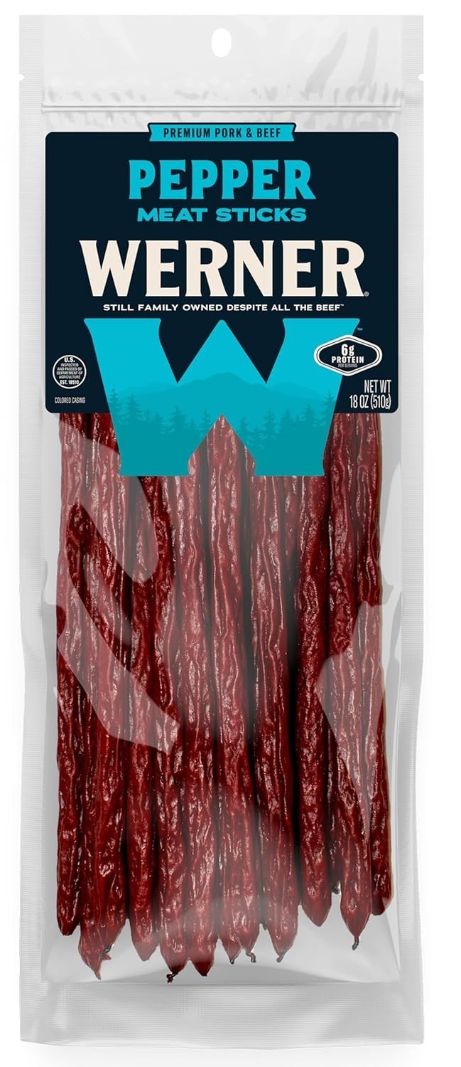 Werner Pepper Premium Meat Sticks BIG! Bag 18 ounce in resealable bags