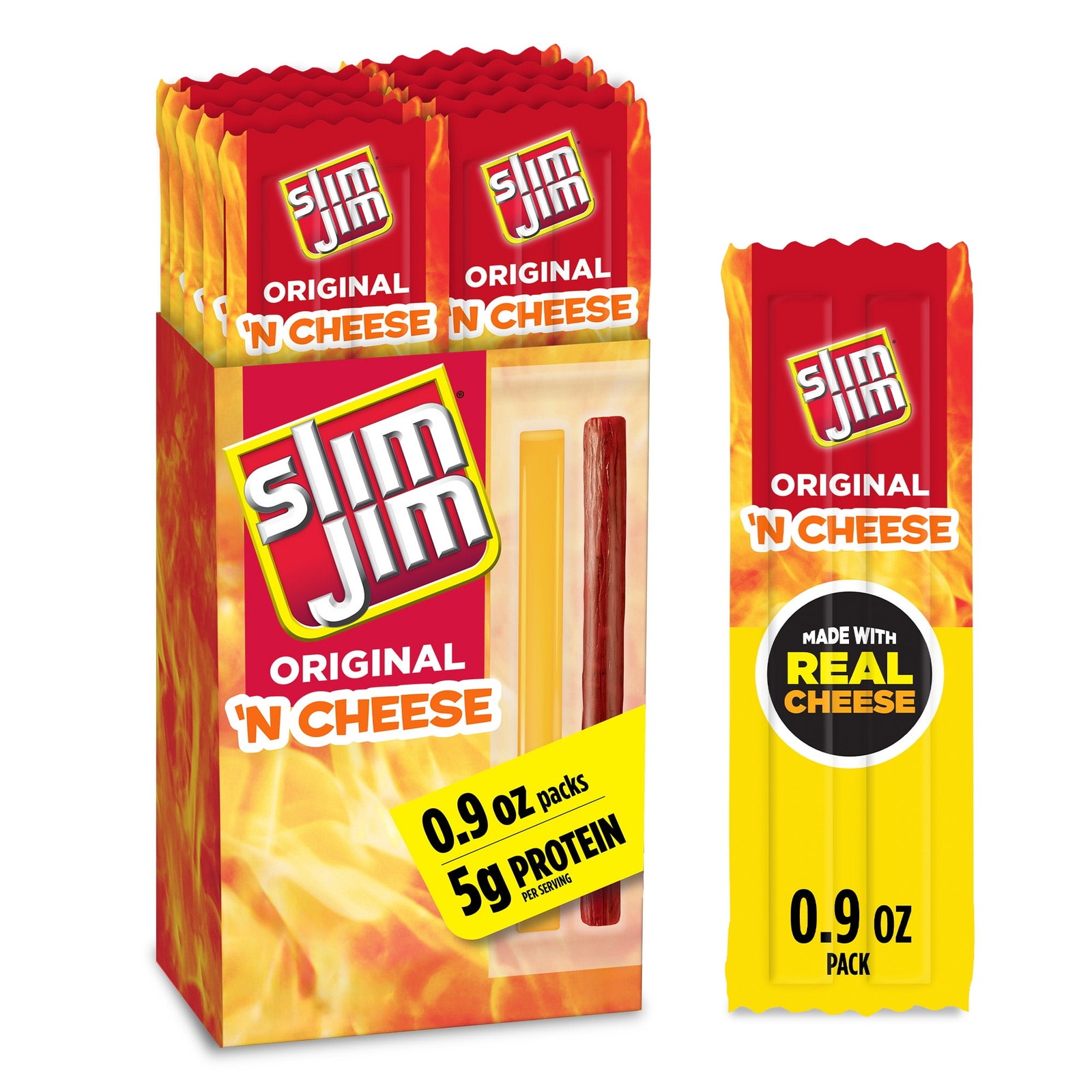 Beef ‘N Cheese Smoked Meat Sticks Original Flavor 5g Protein Per Serving Snack