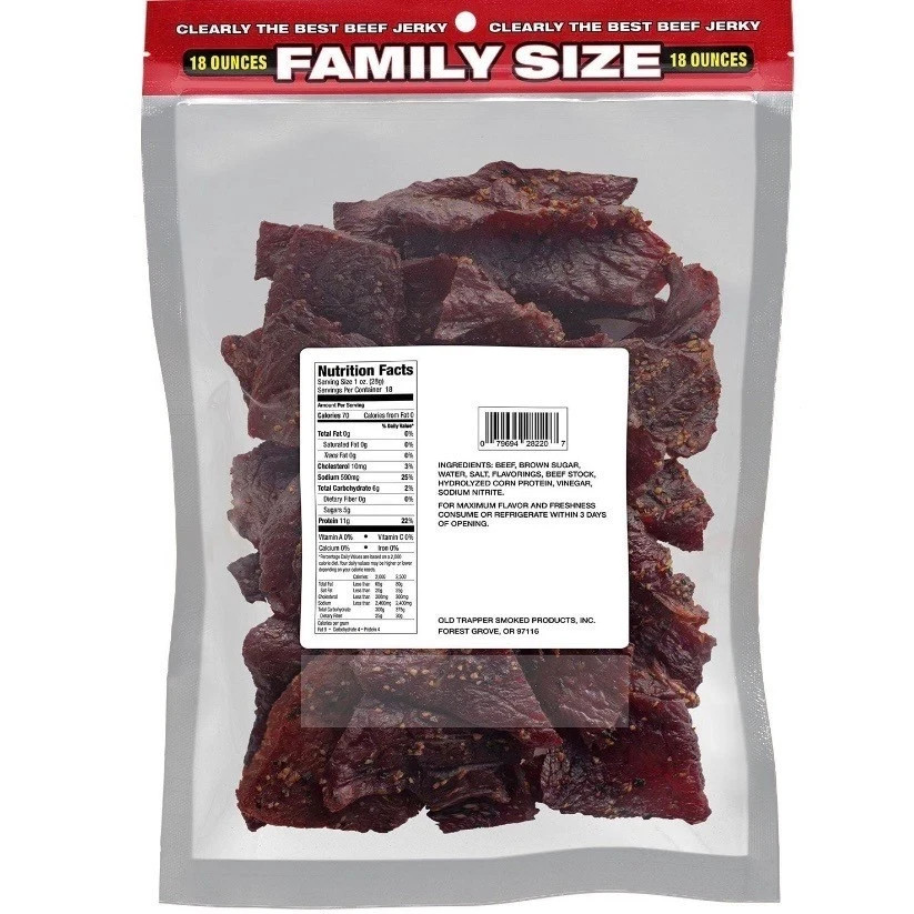Old Trapper Peppered Beef Jerky 18oz Smoked Dried Meat High Protein Snack