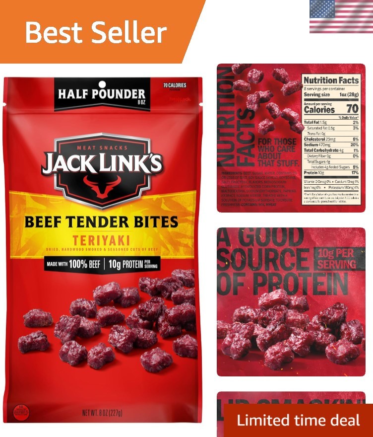 Teriyaki Beef Tender Bites – 8 oz Bag – Ready to Eat Real Meat Protein Snacks…