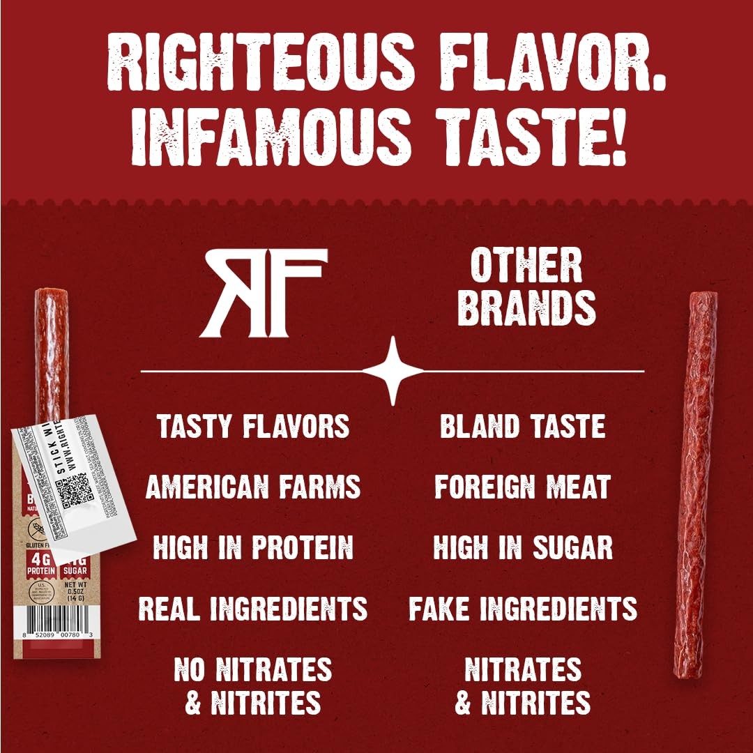 Righteous Felon Meat Sticks Minis | 100 Beef Sticks | Gluten Free Meat Sticks…