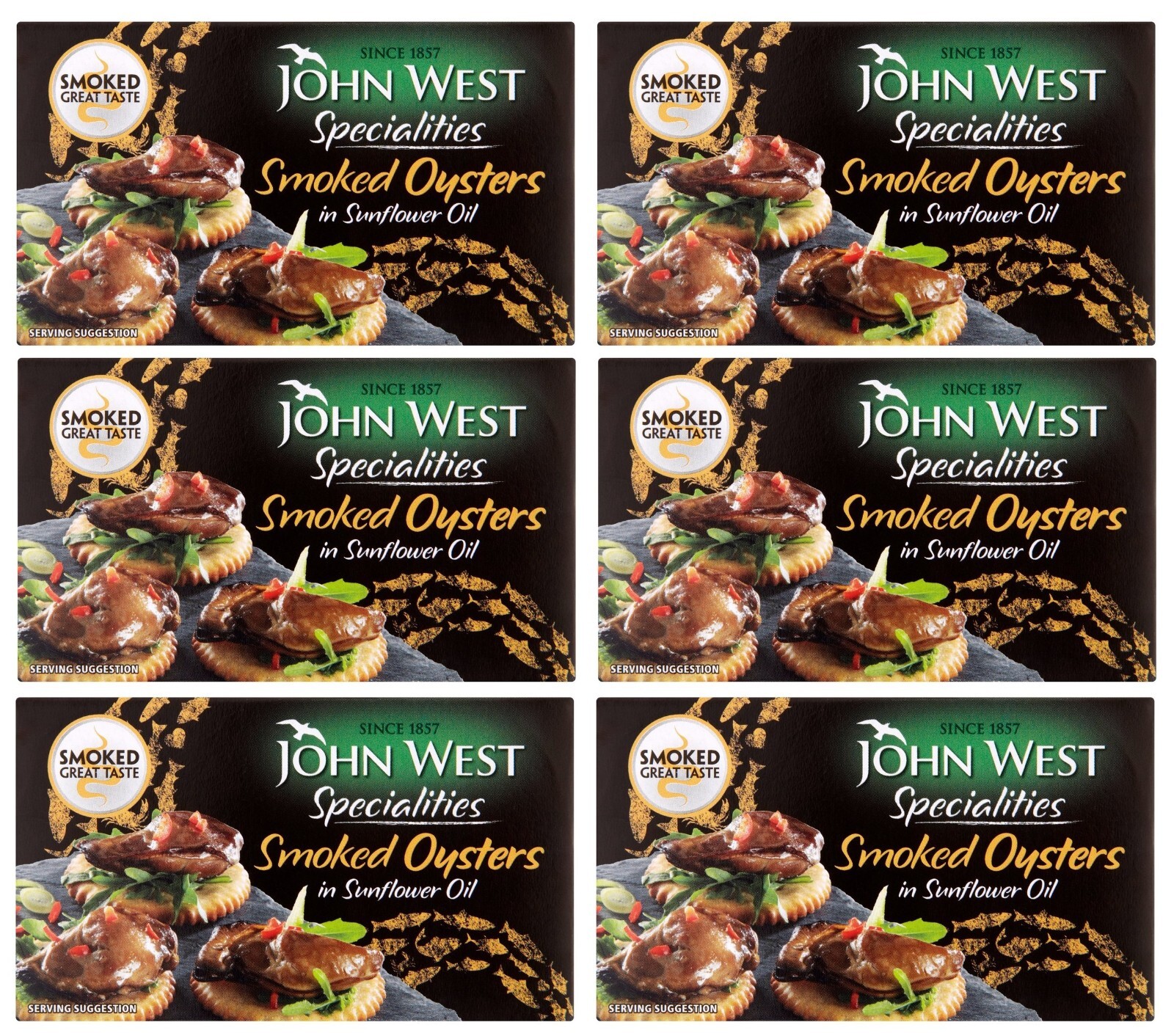 John West Smoked Oysters In Sunflower Oil 85g PACK OF 6