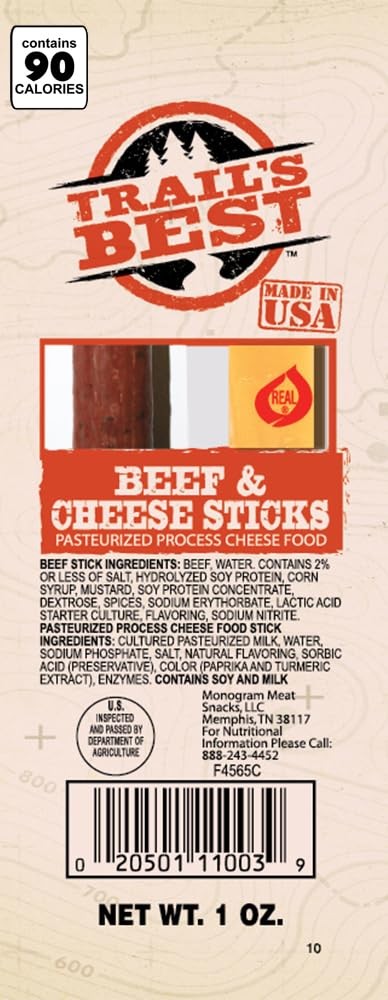 Trail’s Best Twin Beef and Cheese Packs – 1oz Each (20 1 Ounce (Pack of 20)