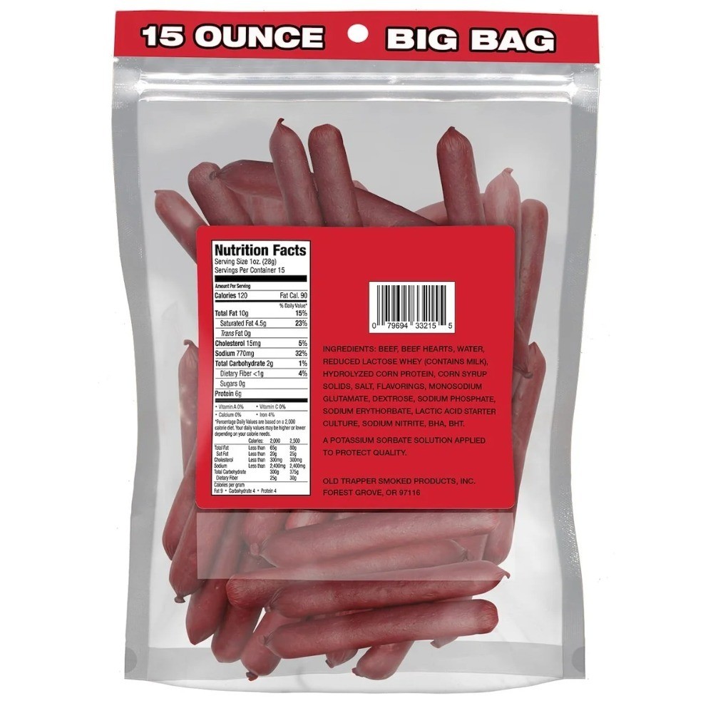 Smoked Beef Sticks Jalapeno Flavor 15oz Resealable Bag for Snacking