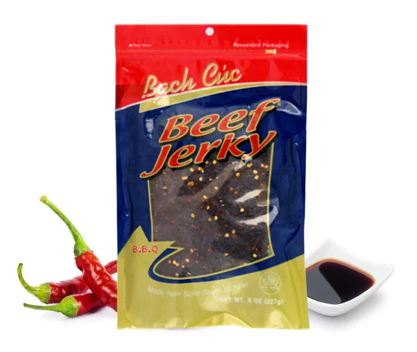 BEEF JERKY Bach Cuc BBQ Barbecue 8 OZ ounces 0.5 pound 227 G BAG Dried Meat BULK