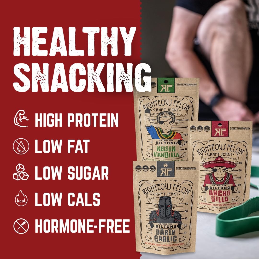 Righteous Felon Biltong Beef Jerky | Keto, Paleo, Gluten Free, High Protein | Ho