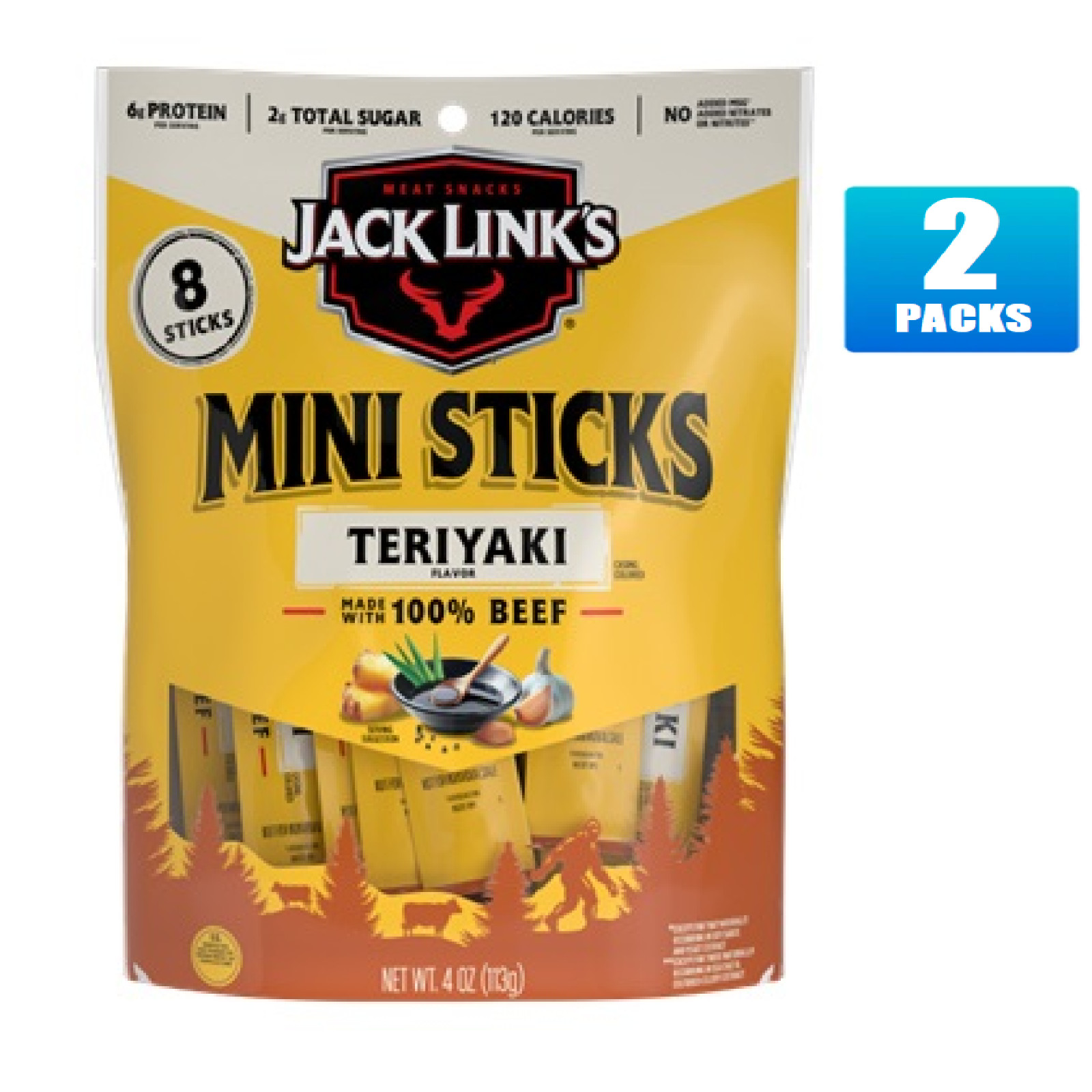 2x Packs Jack Link’s Teriyaki Beef Mini Stick – 4oz Each