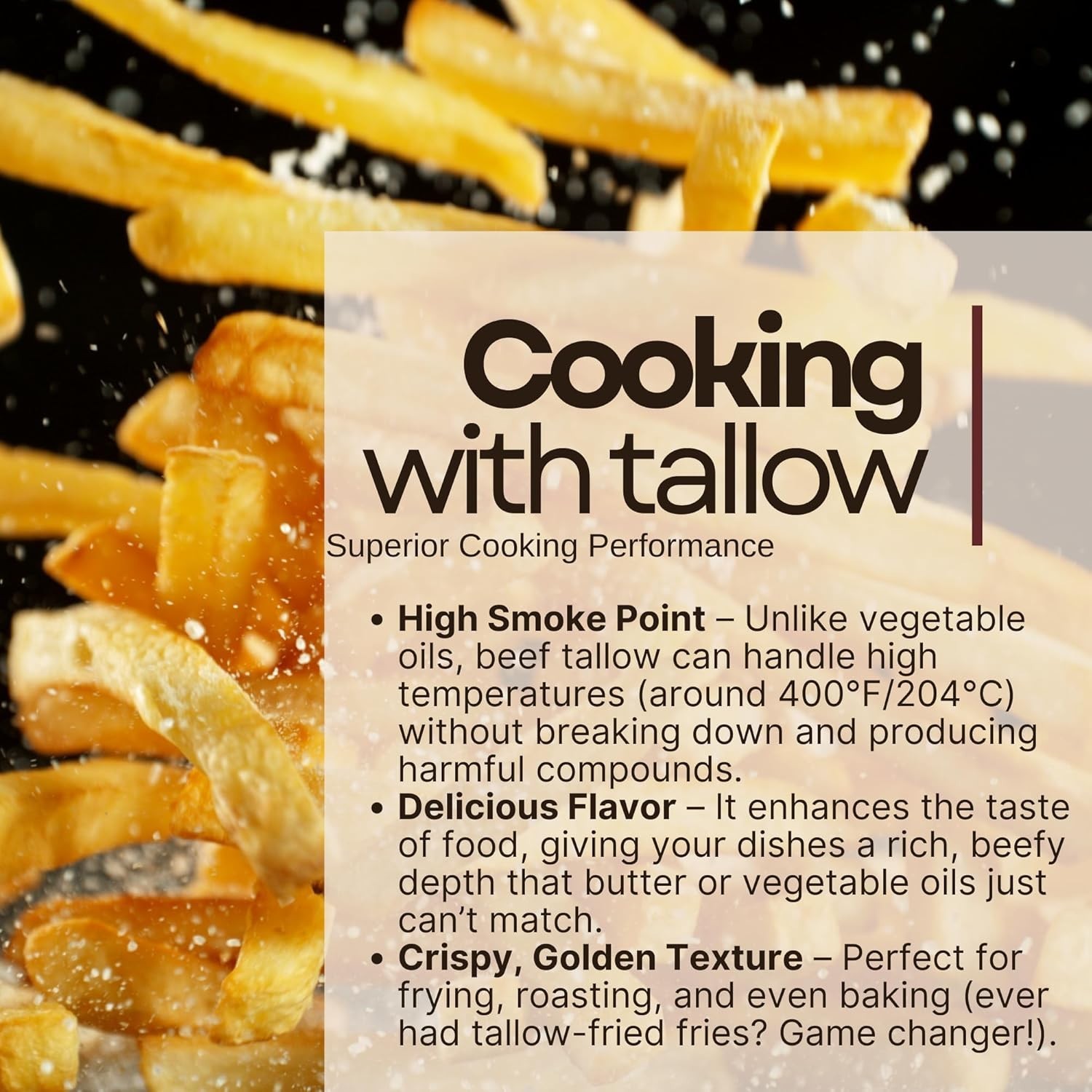 Beef Tallow 30 oz – 100% Rendered Beef Fat for Cooking