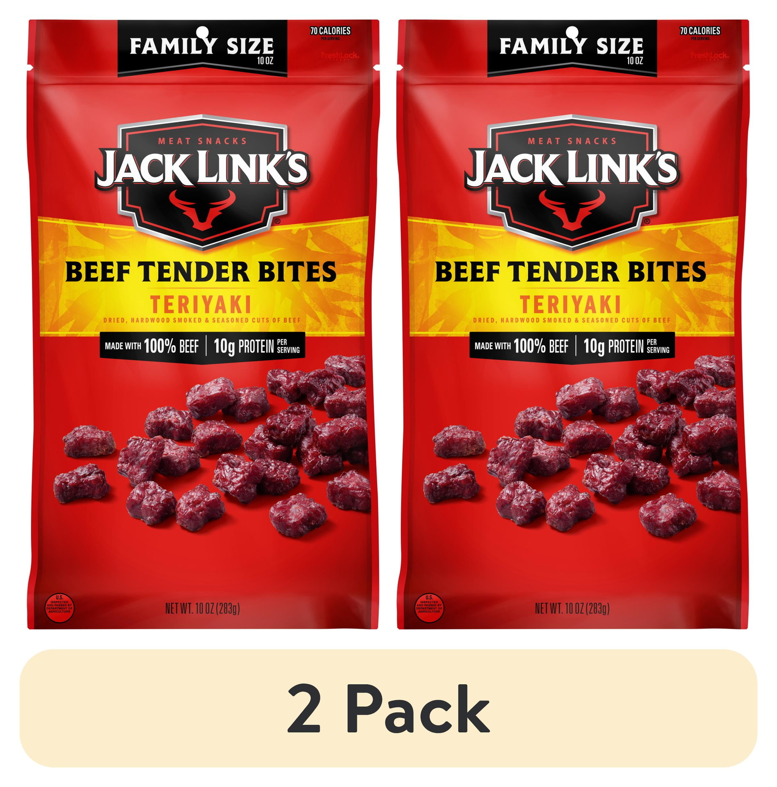 (2 pack) 100% Beef Teriyaki Tender Bites 10oz Resealable Bag