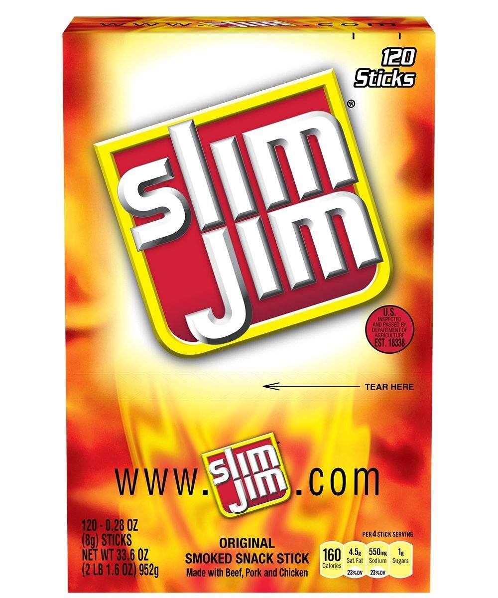 Slim Jim Smoked Snack Sticks, Original, 0.28 Ounce (Pack of 120)