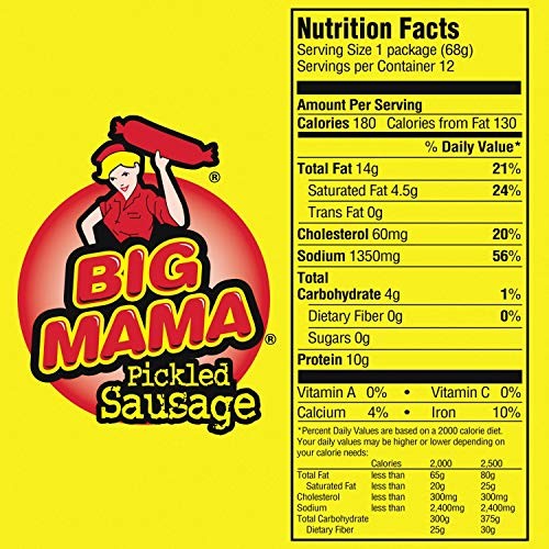 Penrose Big Mama Pickled Sausages, Keto Friendly, 2.4 Ounce (Pack of 2)