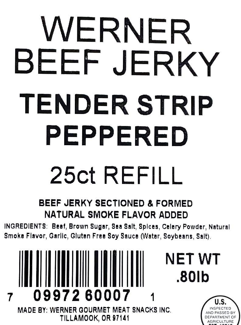 Peppered Beef Jerky Tender Strips – 25 Pack – High Protein Snack – USA Made