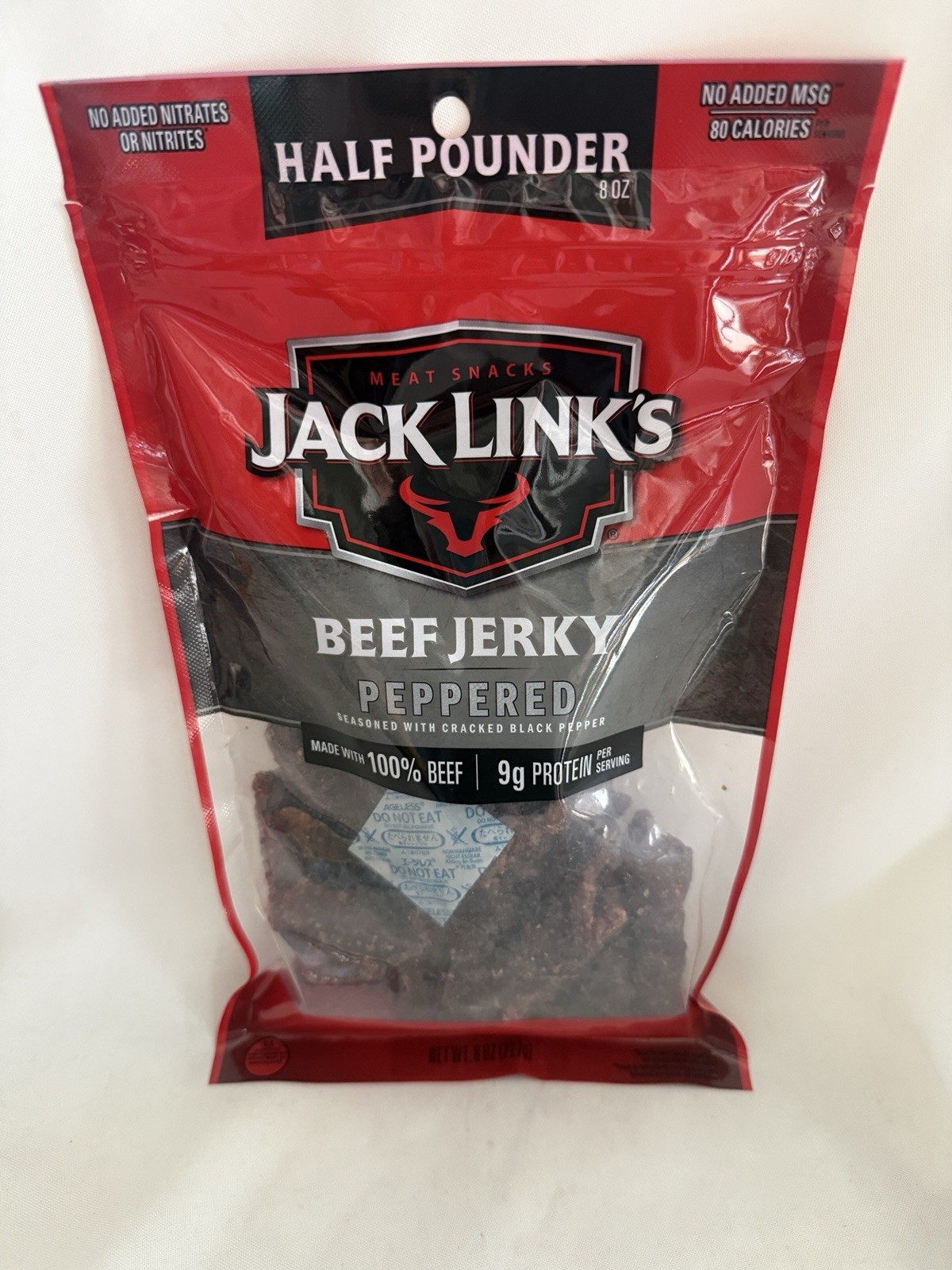 Jack Link’s Beef Jerky, Peppered, Half Pounder Large Jerky Bag – Flavorful Meat.