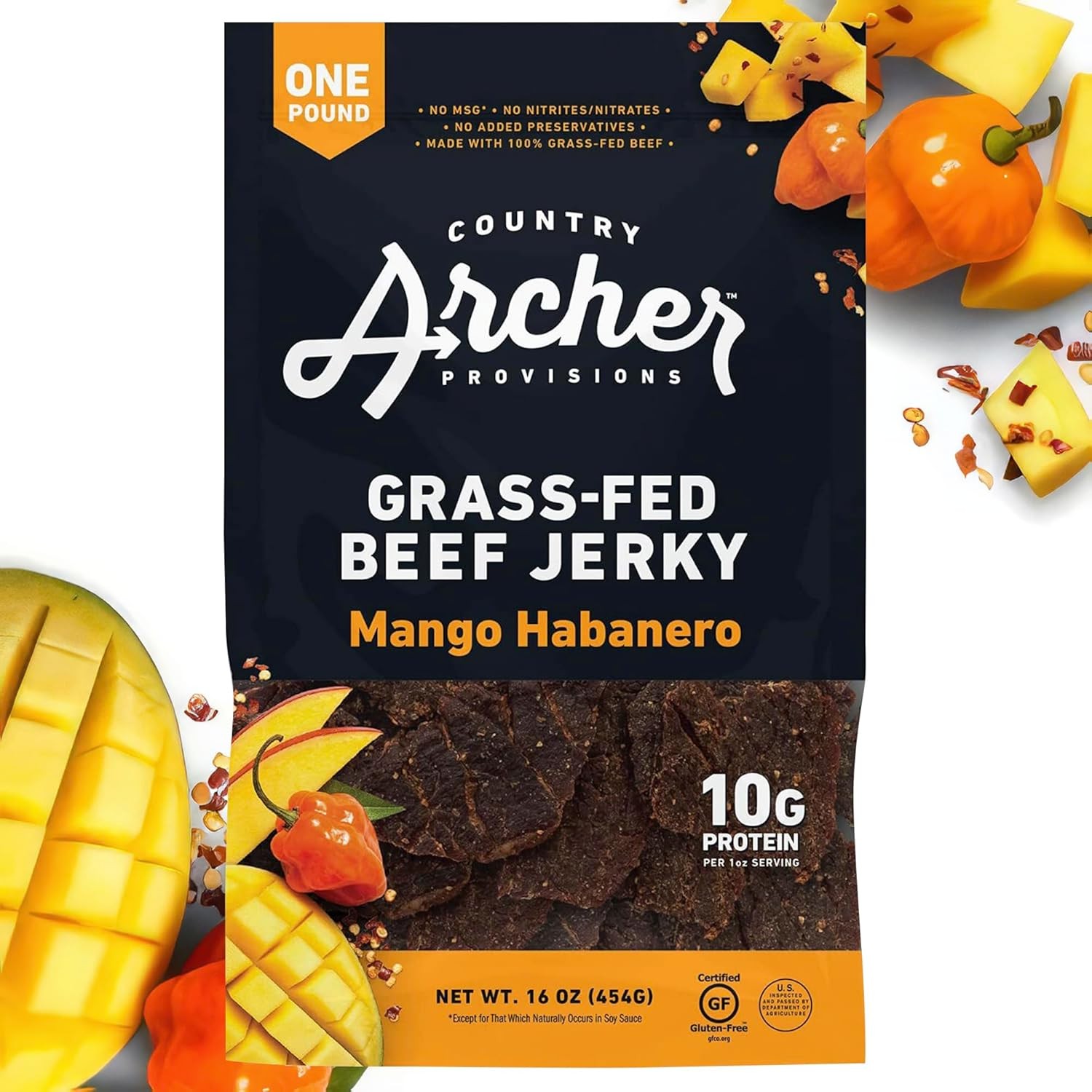 Country Archer Mango Habanero Beef Jerky, 16 Ounce