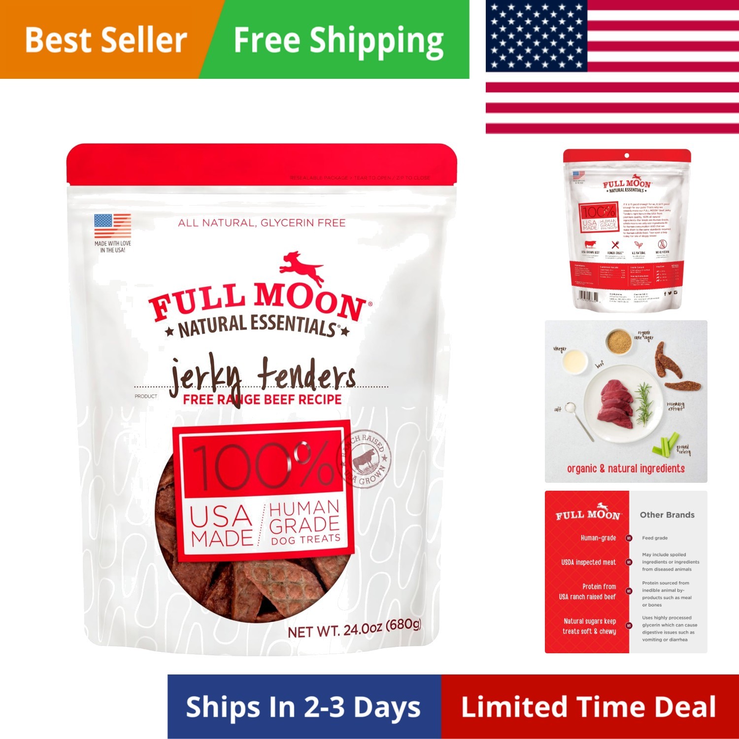 All Natural Essentials Beef Jerky Tenders Free Range Human Grade 24 oz