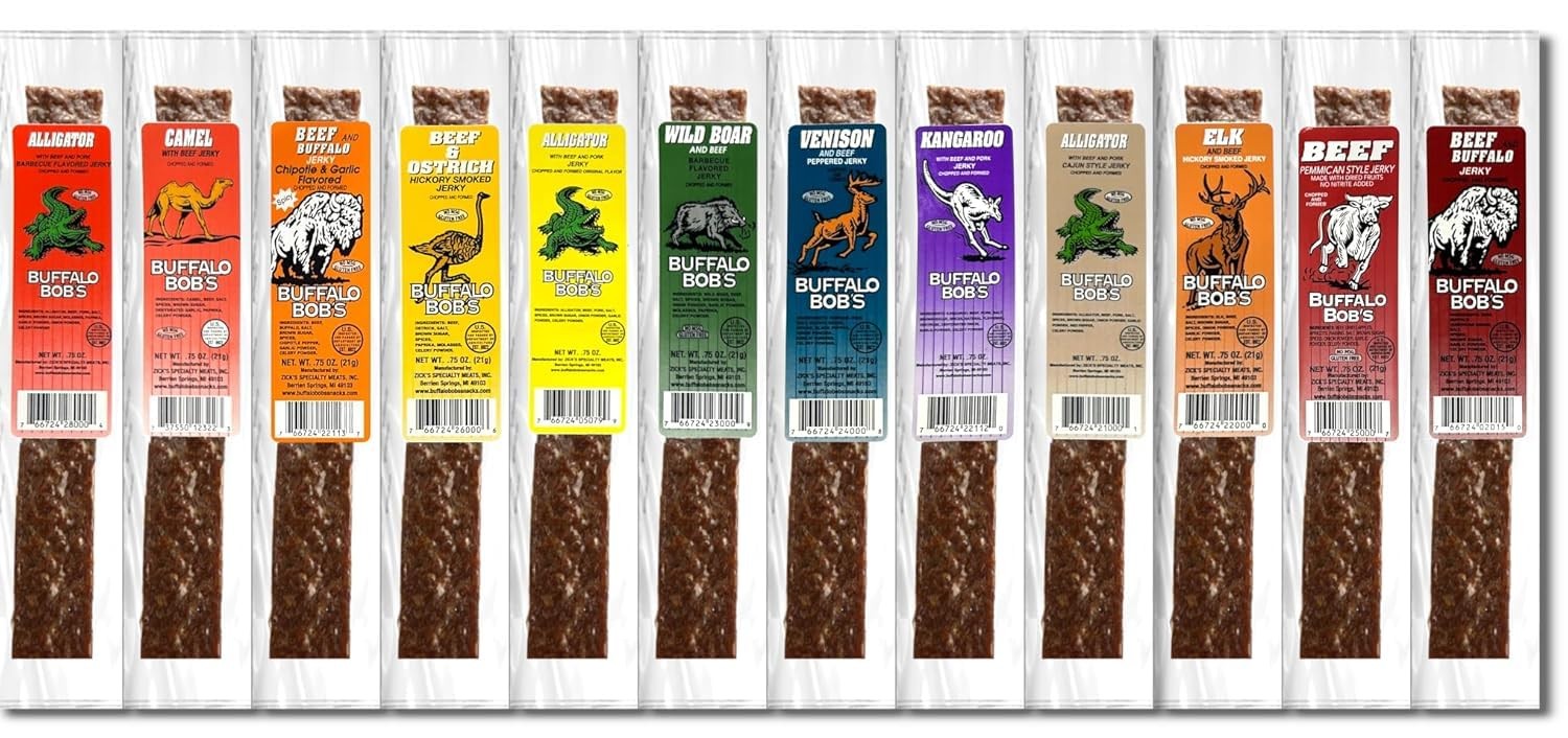 Buffalo Bobs Exotic Game Jerky Meat Snacks – Best 20 Piece Variety Gift Pack