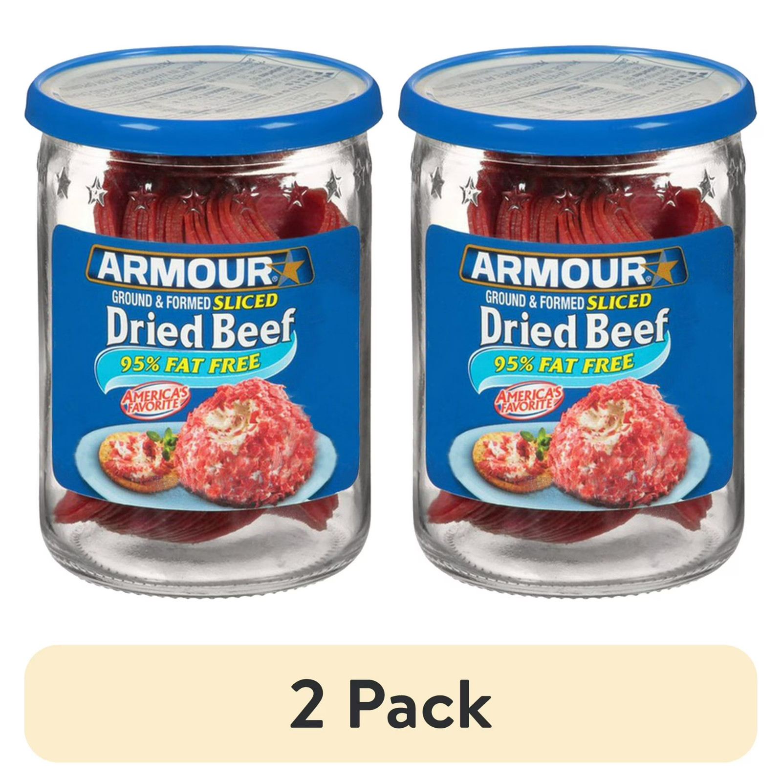(2 pack) Armour Star Sliced Dried Beef, 9g Protein Per Serving, Canned Meat, 2.2