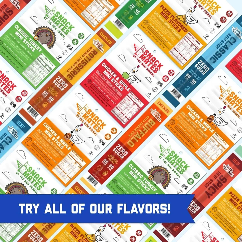 Primal Snack Mates Chicken & Maple Sticks 40 Pack Gluten-Free High Protein