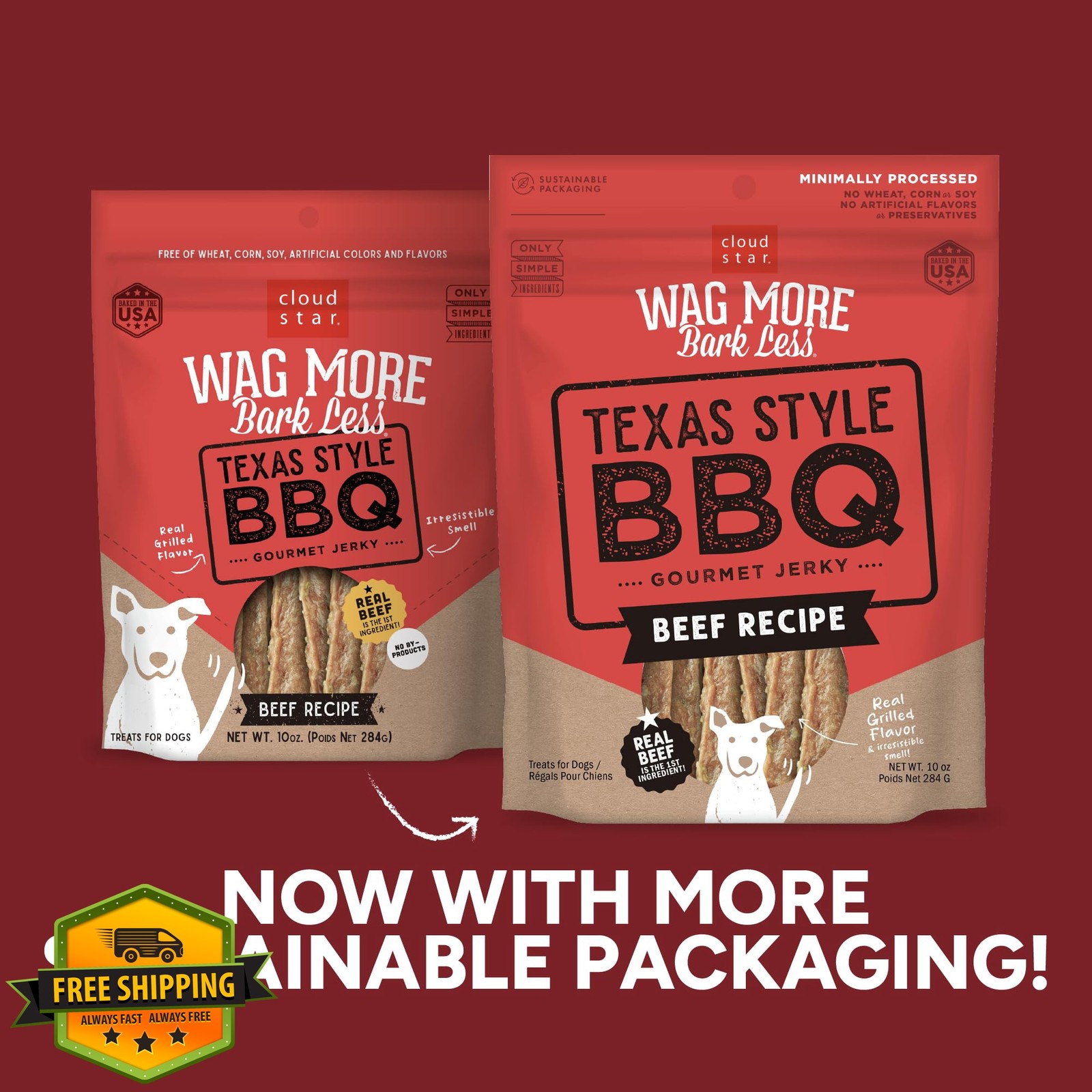 Cloud Star Texas BBQ Beef Jerky Treats 10oz Pouch