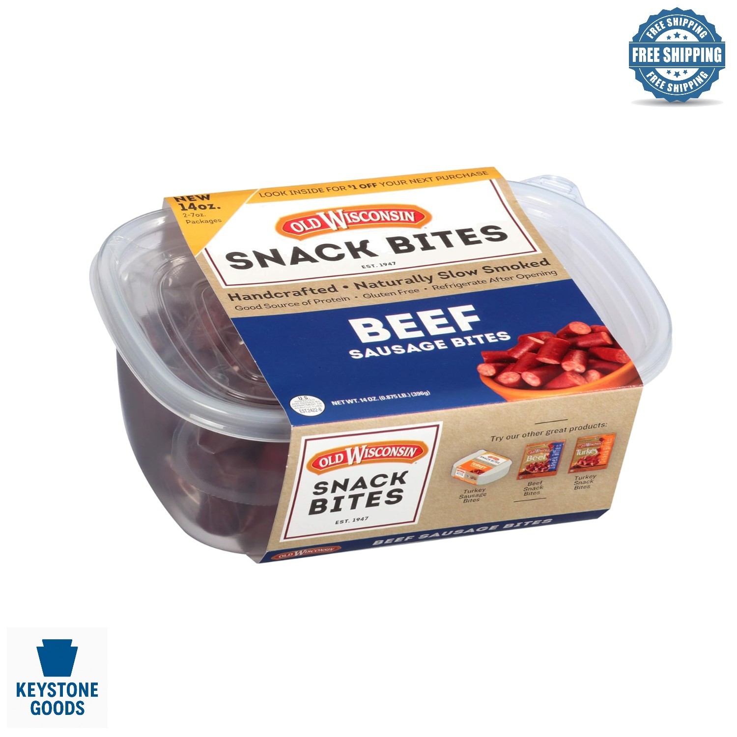 Hardwood-Smoked Beef Snack Bites – Gluten-Free, High-Protein, Re-Sealable Tub