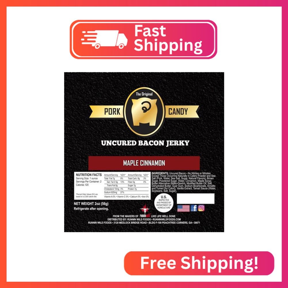 Maple Cinnamon Bacon Jerky – Irresistibly Sweet & Smoky Snack Made from 100% Rea