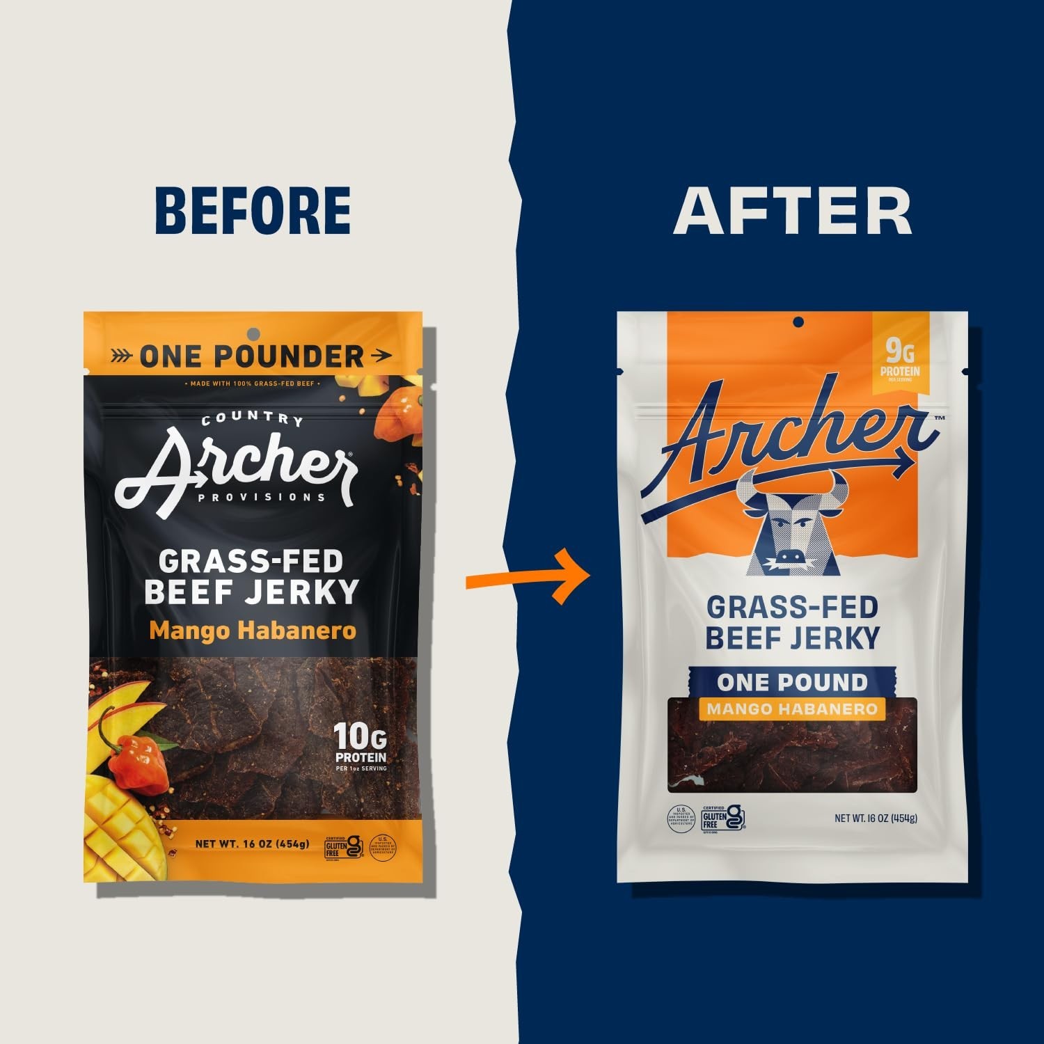 Country Archer Grass-Fed Beef Jerky – Beef Jerky Snack Pack Beef -Mango Habanero
