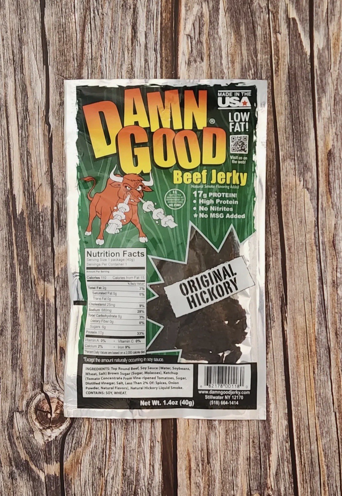 5 package bundle- Damn Good Beef Jerky Original Hickory 40g Low Fat No MSG Added