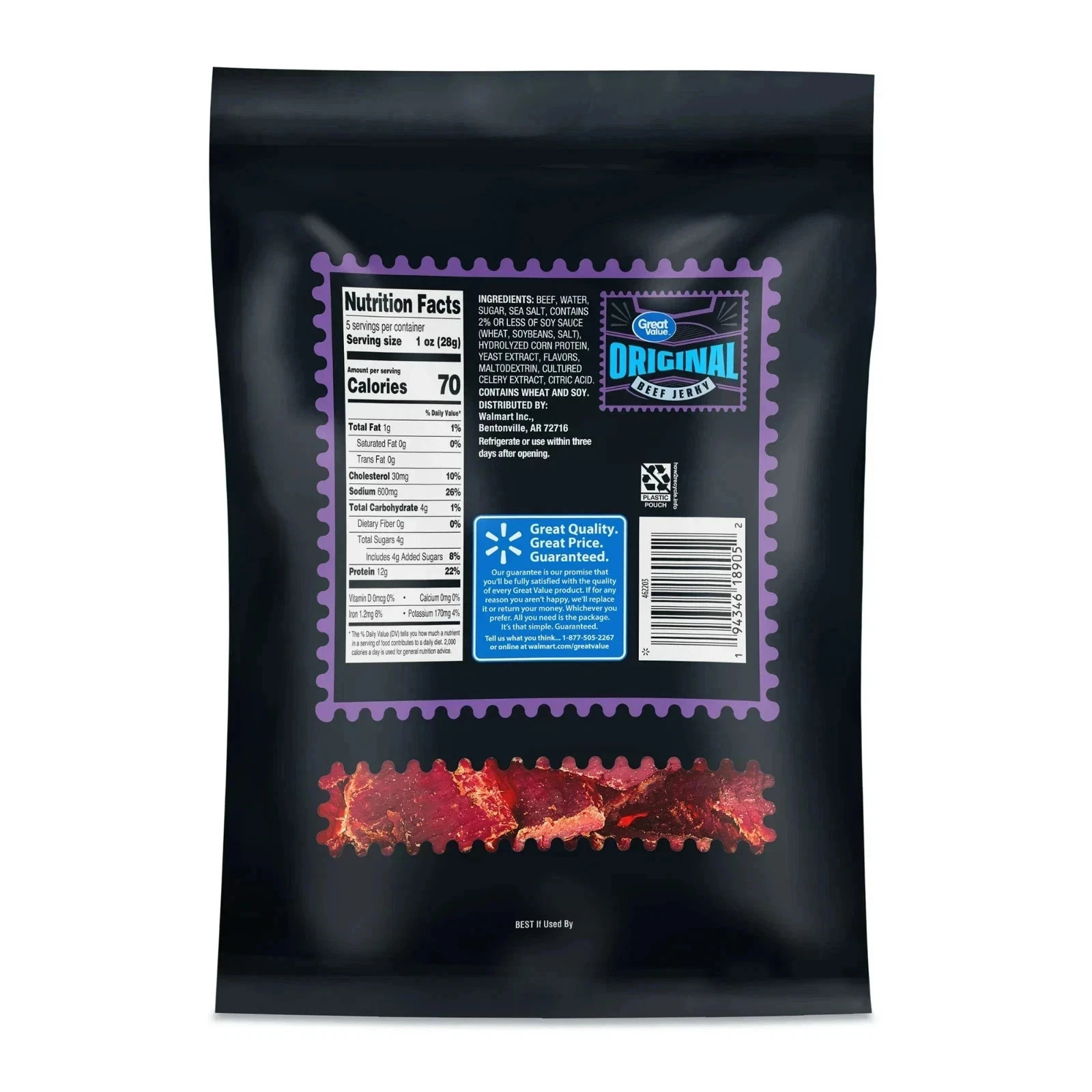 Great Value Original Beef Jerky, 5 oz