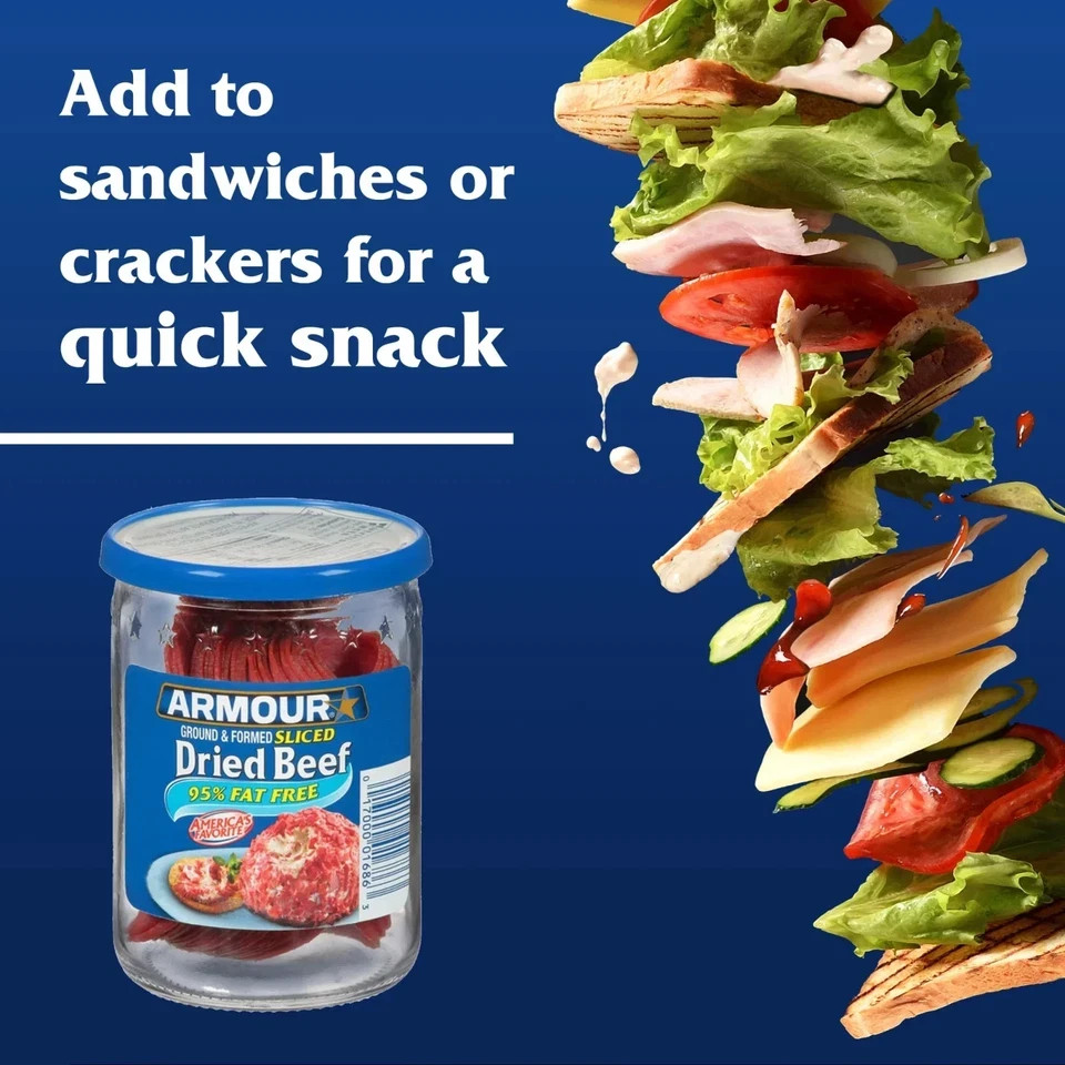 (2 pack) Armour Star Sliced Dried Beef, 9g Protein Per Serving, Canned Meat…