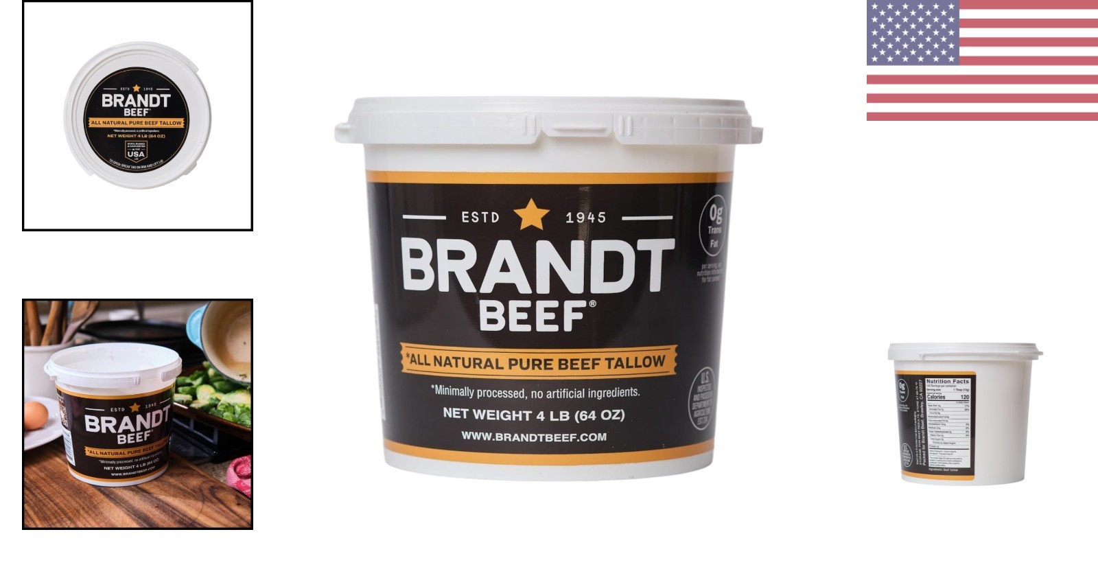 Multi-Use 64 oz Beef Tallow | High Smoke Point & No Additives for Healthy Living