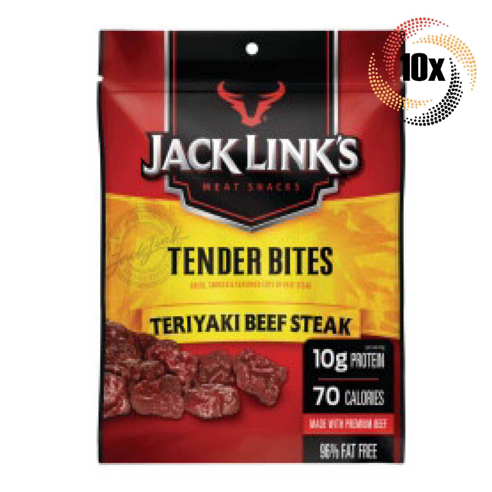 10x Bags Jack Link’s Teriyaki Tender Bites Beef Steak | 1.25oz | 10G Protein