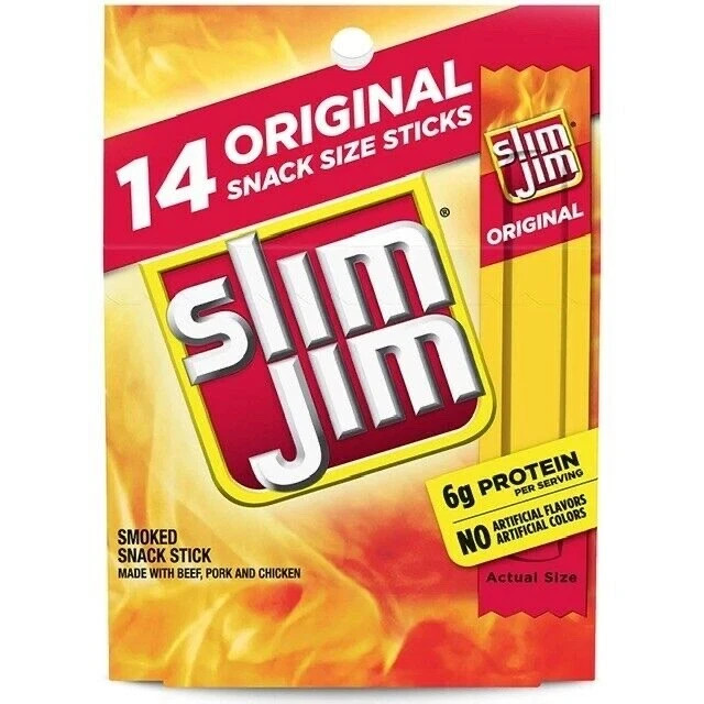 Slim Jim Original Smoked Snack Stick, 0.28 oz, 14 count GREAT DEAL!!