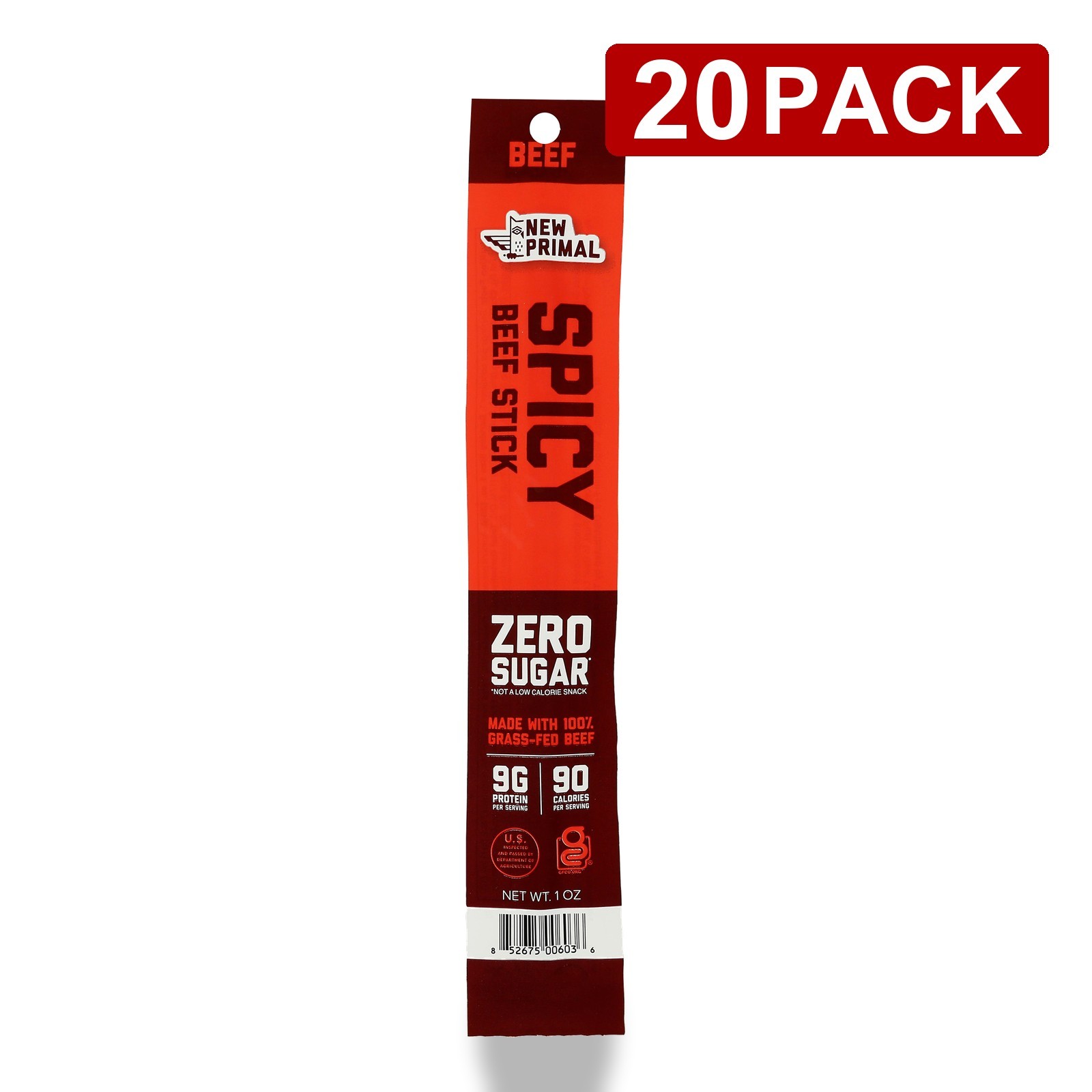 Spicy Grass Fed Beef Stick By New Primal 1 Oz Meat Snack 20 Pack